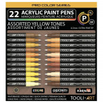 Feutre acrylique pointe extra-fine 0,7 mm - Coffret Pro Color Series de 22 marqueurs - Teintes jaunes - Tooli-Art